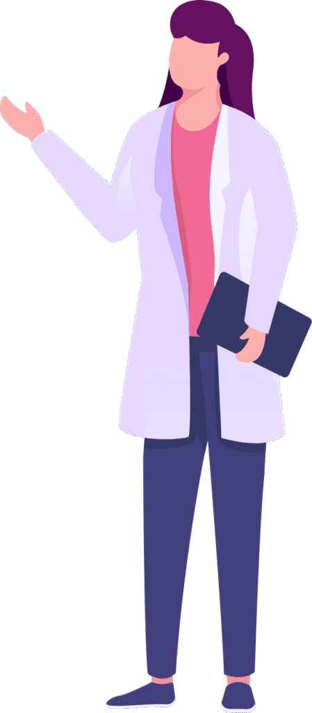 Graphics of Lady holding a tablet
